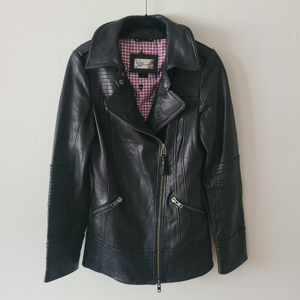 Mackage Lamb Leather Black Jacket Motorcycle Full‎ Zip Size XS